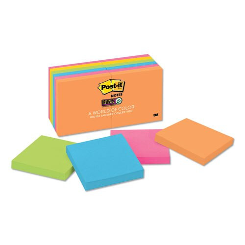 Pads In Rio De Janeiro Colors, 3 X 3, 90-sheet Pads, 12/pack Pads In Rio De Janeiro Colors, 3 X 3, 90-sheet Pads, 12/pack