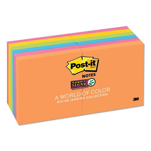 Pads In Rio De Janeiro Colors, 3 X 3, 90-sheet Pads, 12/pack Pads In Rio De Janeiro Colors, 3 X 3, 90-sheet Pads, 12/pack