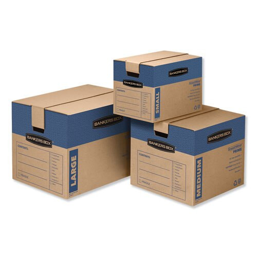 Smoothmove Prime Moving & Storage Boxes, Small, Half Slotted Container (hsc), 24" X 12" X 10", Brown Kraft/blue, 8/carton Smoothmove Prime Moving & Storage Boxes, Small, Half Slotted Container (hsc), 24" X 12" X 10", Brown Kraft/blue, 8/carton