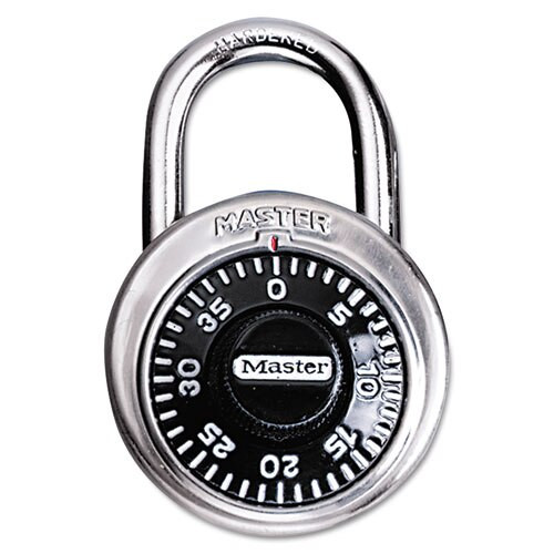 Combination Lock, Stainless Steel, 1 7/8" Wide, Black Dial, 2/pack Combination Lock, Stainless Steel, 1 7/8" Wide, Black Dial, 2/pack
