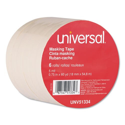Removable General-purpose Masking Tape, 3" Core, 18 Mm X 54.8 M, Beige, 6/pack Removable General-purpose Masking Tape, 3" Core, 18 Mm X 54.8 M, Beige, 6/pack