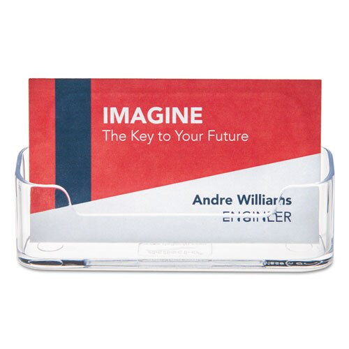 Horizontal Business Card Holder, 50 Card Cap, 3 7/8 X 1 13/16 X 1 3/8, Clear Horizontal Business Card Holder, 50 Card Cap, 3 7/8 X 1 13/16 X 1 3/8, Clear