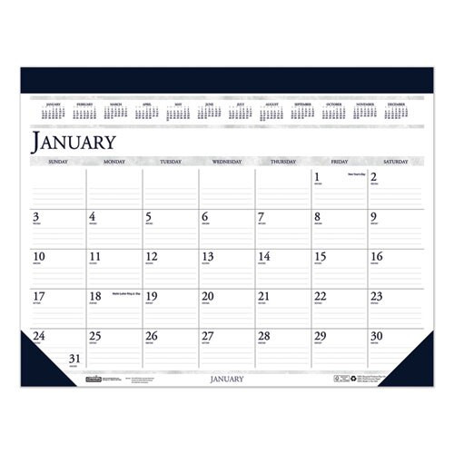 Recycled Two-color Monthly Desk Pad Calendar, 18.5 X 13, 2021 Recycled Two-color Monthly Desk Pad Calendar, 18.5 X 13, 2021