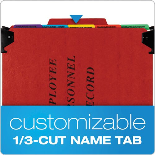 Hanging Style Personnel Folders, 1/3-cut Tabs, Center Position, Letter Size, Red Hanging Style Personnel Folders, 1/3-cut Tabs, Center Position, Letter Size, Red