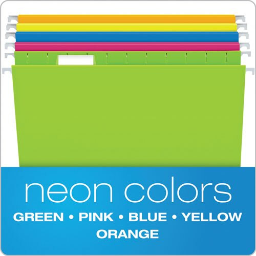 Glow Hanging File Folders, Letter Size, 1/5-cut Tab, Assorted, 25/box Glow Hanging File Folders, Letter Size, 1/5-cut Tab, Assorted, 25/box