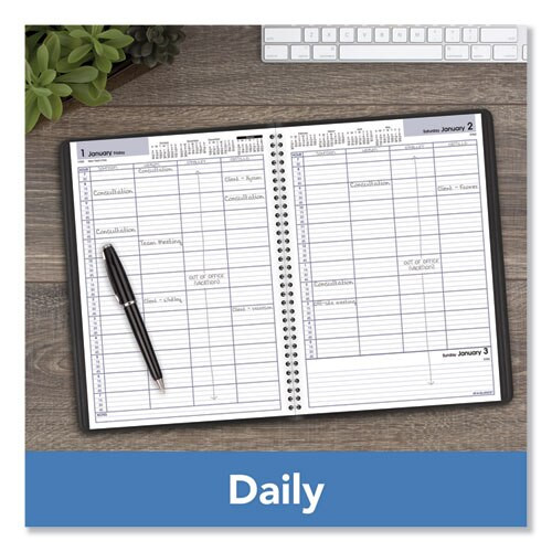 Four-person Group Daily Appointment Book, 11 X 8, Black, 2021 Four-person Group Daily Appointment Book, 11 X 8, Black, 2021