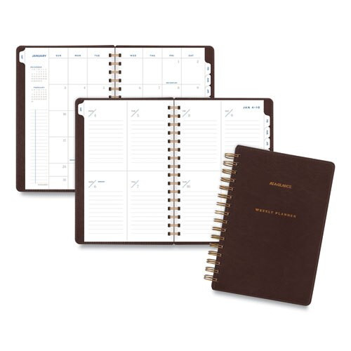 Signature Collection Distressed Brown Weekly Monthly Planner, 8.5 X 5.5, 2021-2022 Signature Collection Distressed Brown Weekly Monthly Planner, 8.5 X 5.5, 2021-2022