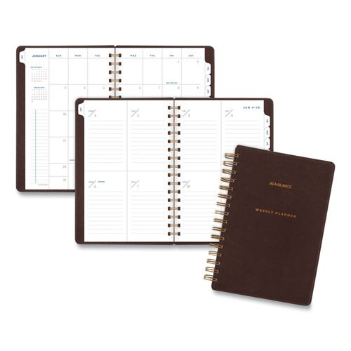 Signature Collection Distressed Brown Weekly Monthly Planner, 8.5 X 5.5, 2021-2022 Signature Collection Distressed Brown Weekly Monthly Planner, 8.5 X 5.5, 2021-2022