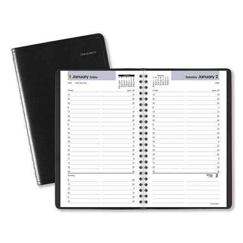 Daily Appointment Book With Open Scheduling, 8 X 5, Black, 2021 Daily Appointment Book With Open Scheduling, 8 X 5, Black, 2021