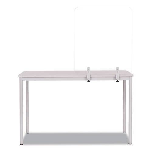 Protector Series Frameless Glass Desktop Divider, 23.6 X 0.16 X 35.4, Clear/aluminum Protector Series Frameless Glass Desktop Divider, 23.6 X 0.16 X 35.4, Clear/aluminum