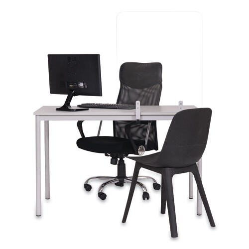 Protector Series Frameless Glass Desktop Divider, 23.6 X 0.16 X 35.4, Clear/aluminum Protector Series Frameless Glass Desktop Divider, 23.6 X 0.16 X 35.4, Clear/aluminum