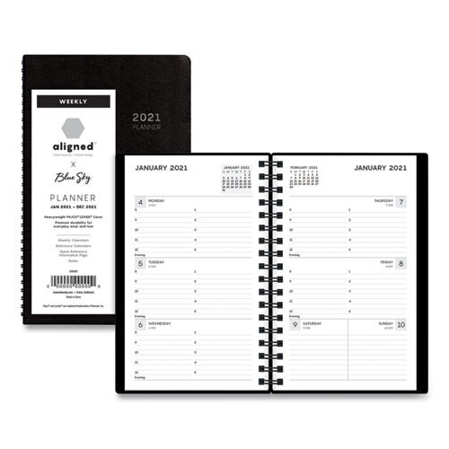 Aligned Weekly Contacts Planner, 6 X 3.5, Black, 2021 Aligned Weekly Contacts Planner, 6 X 3.5, Black, 2021