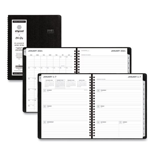 Aligned Weekly/monthly Notes Planner, 8.75 X 7, Black, 2021 Aligned Weekly/monthly Notes Planner, 8.75 X 7, Black, 2021