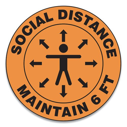 Slip-gard Floor Signs, 17" Circle,"thank You For Practicing Social Distancing Please Keep At Least 6 Ft Apart", Yellow, 25/pk Slip-gard Floor Signs, 17" Circle,"thank You For Practicing Social Distancing Please Keep At Least 6 Ft Apart", Yellow, 25/pk