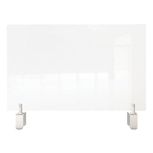 Clear Partition Extender With Attached Clamp, 42 X 3.88 X 30, Thermoplastic Sheeting Clear Partition Extender With Attached Clamp, 42 X 3.88 X 30, Thermoplastic Sheeting