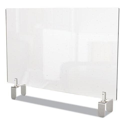 Clear Partition Extender With Attached Clamp, 42 X 3.88 X 30, Thermoplastic Sheeting Clear Partition Extender With Attached Clamp, 42 X 3.88 X 30, Thermoplastic Sheeting