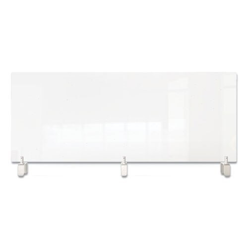 Clear Partition Extender With Attached Clamp, 48 X 3.88 X 24, Thermoplastic Sheeting Clear Partition Extender With Attached Clamp, 48 X 3.88 X 24, Thermoplastic Sheeting