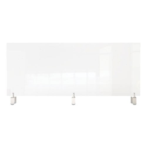 Clear Partition Extender With Attached Clamp, 48 X 3.88 X 30, Thermoplastic Sheeting Clear Partition Extender With Attached Clamp, 48 X 3.88 X 30, Thermoplastic Sheeting