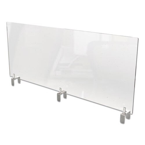 Clear Partition Extender With Attached Clamp, 48 X 3.88 X 30, Thermoplastic Sheeting Clear Partition Extender With Attached Clamp, 48 X 3.88 X 30, Thermoplastic Sheeting