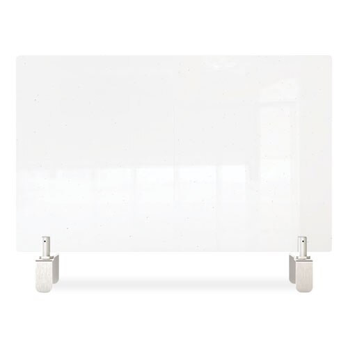 Clear Partition Extender With Attached Clamp, 42 X 3.88 X 24, Thermoplastic Sheeting Clear Partition Extender With Attached Clamp, 42 X 3.88 X 24, Thermoplastic Sheeting
