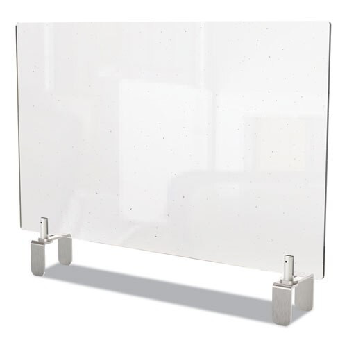 Clear Partition Extender With Attached Clamp, 42 X 3.88 X 24, Thermoplastic Sheeting Clear Partition Extender With Attached Clamp, 42 X 3.88 X 24, Thermoplastic Sheeting
