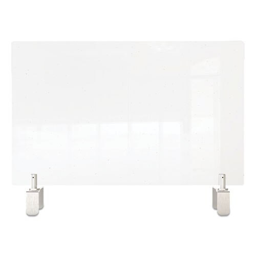 Clear Partition Extender With Attached Clamp, 29 X 3.88 X 24, Thermoplastic Sheeting Clear Partition Extender With Attached Clamp, 29 X 3.88 X 24, Thermoplastic Sheeting