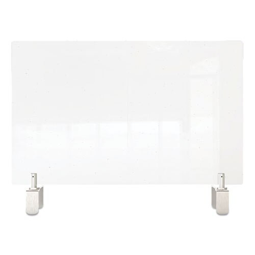 Clear Partition Extender With Attached Clamp, 29 X 3.88 X 18, Thermoplastic Sheeting Clear Partition Extender With Attached Clamp, 29 X 3.88 X 18, Thermoplastic Sheeting