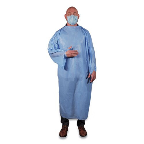 T-style Isolation Gown, Lldpe, Large, Light Blue, 50/carton T-style Isolation Gown, Lldpe, Large, Light Blue, 50/carton
