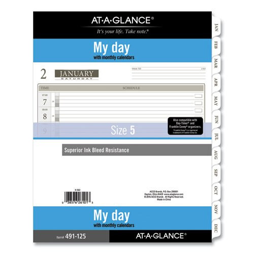 1-page-per-day Planner Refills, 11 X 8.5, White, 2021 1-page-per-day Planner Refills, 11 X 8.5, White, 2021