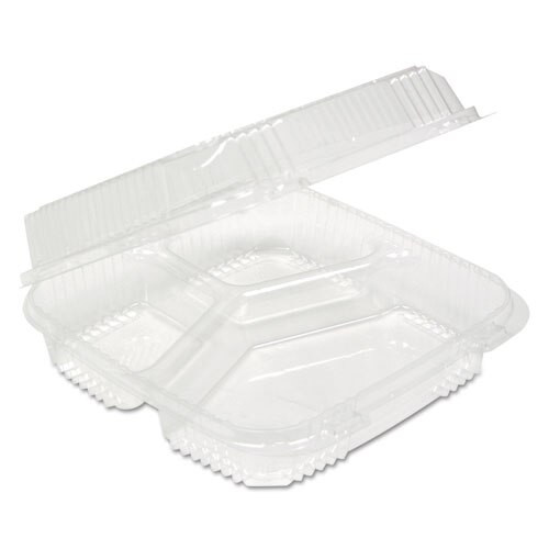 Clearview Smartlock Food Containers, 3-comp., 8 13/64x8 11/32x2 29/32, 200/ct Clearview Smartlock Food Containers, 3-comp., 8 13/64x8 11/32x2 29/32, 200/ct