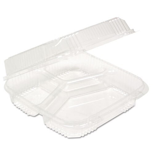 Clearview Smartlock Food Containers, 3-comp., 8 13/64x8 11/32x2 29/32, 200/ct Clearview Smartlock Food Containers, 3-comp., 8 13/64x8 11/32x2 29/32, 200/ct