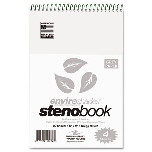 Enviroshades Steno Notebook, Gregg Rule, 6 X 9, Gray, 80 Sheets, 4/pack Enviroshades Steno Notebook, Gregg Rule, 6 X 9, Gray, 80 Sheets, 4/pack