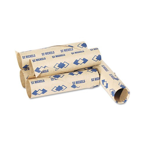 Preformed Tubular Coin Wrappers, Nickels, $2, 1000 Wrappers/carton Preformed Tubular Coin Wrappers, Nickels, $2, 1000 Wrappers/carton