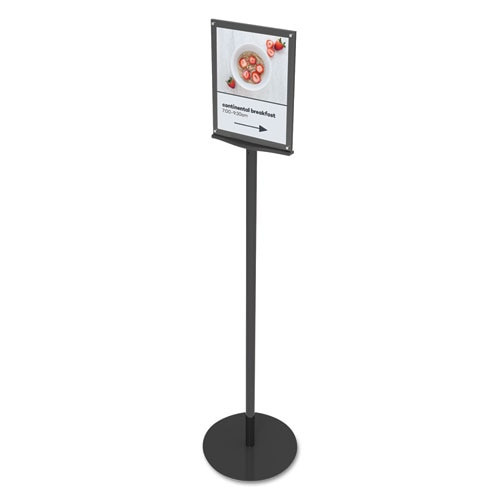 Double-sided Magnetic Sign Display, 8 1/2 X 11 Insert, 56" Tall, Clear/black Double-sided Magnetic Sign Display, 8 1/2 X 11 Insert, 56" Tall, Clear/black