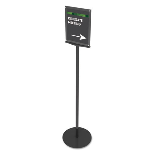 Double-sided Magnetic Sign Display, 8 1/2 X 11 Insert, 56" Tall, Clear/black Double-sided Magnetic Sign Display, 8 1/2 X 11 Insert, 56" Tall, Clear/black