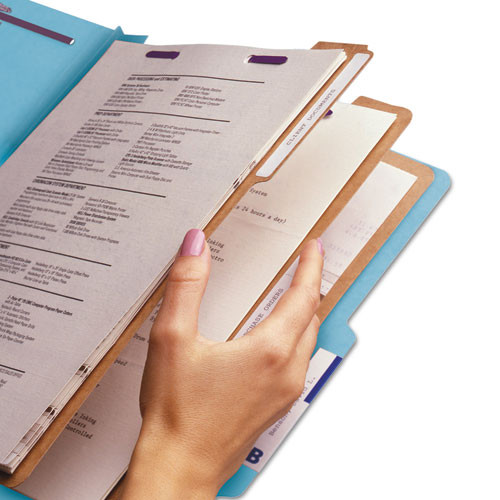 Eight-section Pressboard Top Tab Classification Folders With Safeshield Fasteners, 3 Dividers, Legal Size, Blue, 10/box Eight-section Pressboard Top Tab Classification Folders With Safeshield Fasteners, 3 Dividers, Legal Size, Blue, 10/box