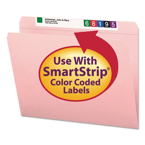 Reinforced Top Tab Colored File Folders, Straight Tab, Letter Size, Pink, 100/box Reinforced Top Tab Colored File Folders, Straight Tab, Letter Size, Pink, 100/box