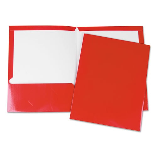 Laminated Two-pocket Folder, Cardboard Paper, Red, 11 X 8 1/2, 25/pack Laminated Two-pocket Folder, Cardboard Paper, Red, 11 X 8 1/2, 25/pack