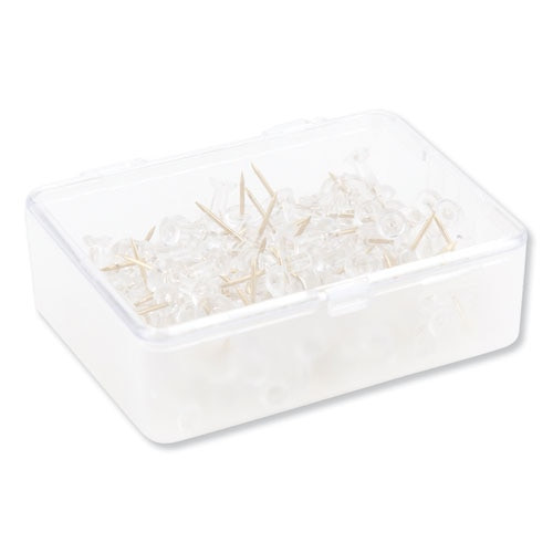 Standard Push Pins, Plastic, Clear, Gold Pin, 7/16", 100/pack Standard Push Pins, Plastic, Clear, Gold Pin, 7/16", 100/pack