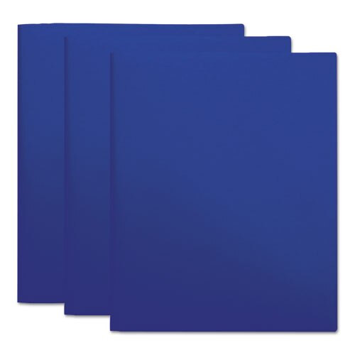 Two-pocket Plastic Folders, 11 X 8 1/2, Navy Blue, 10/pack