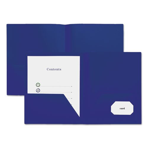 Two-pocket Plastic Folders, 11 X 8 1/2, Navy Blue, 10/pack