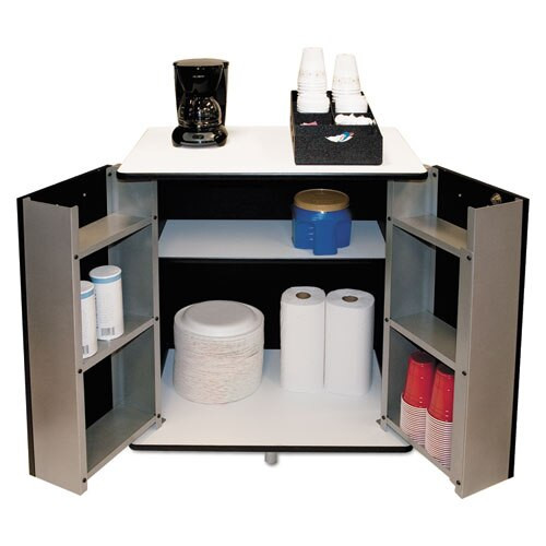 Refreshment Stand, Two-shelf, 29.5w X 21d X 33h, Black/white Refreshment Stand, Two-shelf, 29.5w X 21d X 33h, Black/white