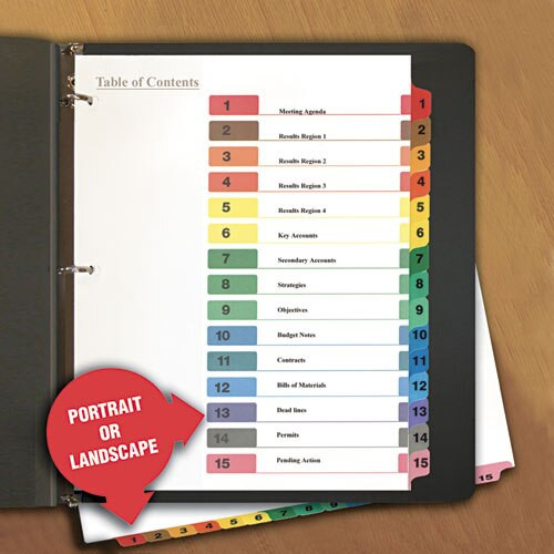 Deluxe Table Of Contents Dividers For Printers, 15-tab, 1 To 15; Table Of Contents, 11 X 8.5, White, 6 Sets Deluxe Table Of Contents Dividers For Printers, 15-tab, 1 To 15; Table Of Contents, 11 X 8.5, White, 6 Sets