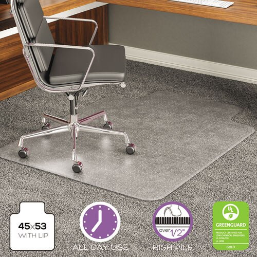 Execumat All Day Use Chair Mat For High Pile Carpet, 45 X 53, Wide Lipped, Clear Execumat All Day Use Chair Mat For High Pile Carpet, 45 X 53, Wide Lipped, Clear