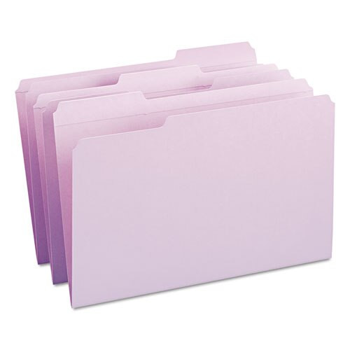 Reinforced Top Tab Colored File Folders, 1/3-cut Tabs, Legal Size, Lavender, 100/box