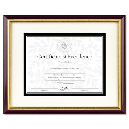 Document/certificate Frame W/mat, Plastic, 11 X 14, 8 1/2 X 11, Mahogany/gold Document/certificate Frame W/mat, Plastic, 11 X 14, 8 1/2 X 11, Mahogany/gold