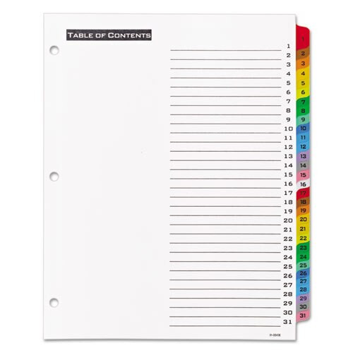 Table 'n Tabs Dividers, 31-tab, 1 To 31, 11 X 8.5, White, 1 Set Table 'n Tabs Dividers, 31-tab, 1 To 31, 11 X 8.5, White, 1 Set