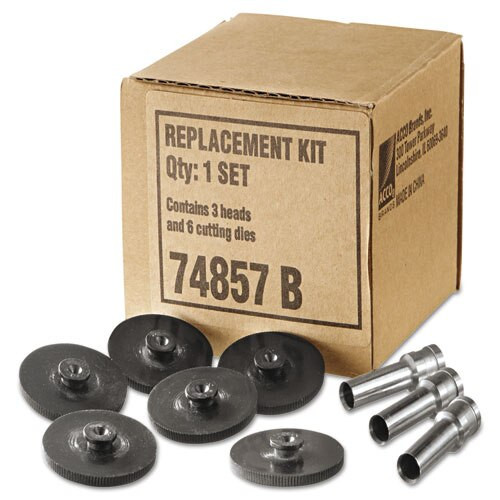 Replacement Head Punch Set, Three Heads/five Discs, 9/32 Diameter Hole, Gray Replacement Head Punch Set, Three Heads/five Discs, 9/32 Diameter Hole, Gray
