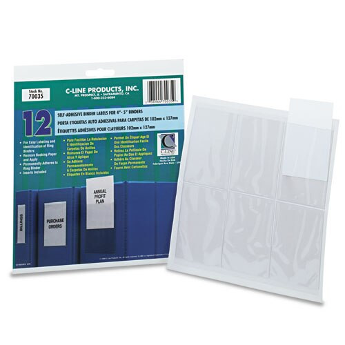 Self-adhesive Ring Binder Label Holders, Top Load, 2 3/4 X 3 5/8, Clear, 12/pack Self-adhesive Ring Binder Label Holders, Top Load, 2 3/4 X 3 5/8, Clear, 12/pack