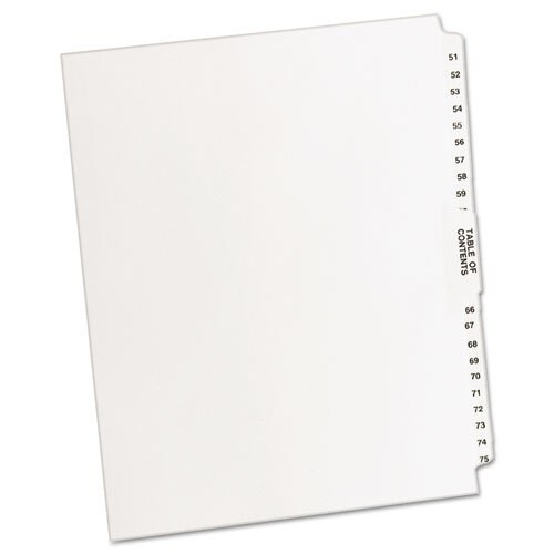 Preprinted Legal Exhibit Side Tab Index Dividers, Avery Style, 26-tab, 51 To 75, 11 X 8.5, White, 1 Set Preprinted Legal Exhibit Side Tab Index Dividers, Avery Style, 26-tab, 51 To 75, 11 X 8.5, White, 1 Set